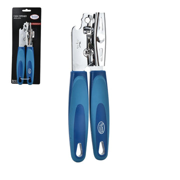 Alpine Cuisine 7.5" Manual Can Opener, Stainless Steel Heavy-Duty Cutter with 2-Tone Blue Handle