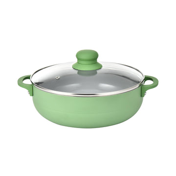 Alpine Cuisine Caldero Stock Pot, Aluminum Cooking Pot with Glass Lid, Ceramic Nonstick Coating for Soup & Stew Pot for Family Meals