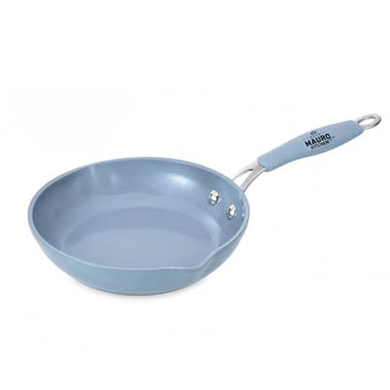 Mauro Kitchen 8 Inch Nonstick Frying Pan, Forged Aluminum Ceramic Skillet with Pour Spout, Blue