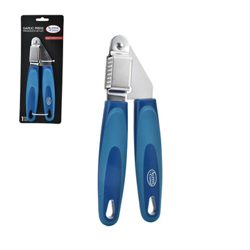 Alpine Cuisine Garlic Press Stainless Steel Rust-Resistant Mincer with Ergonomic Handle - Blue
