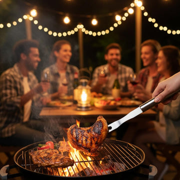 Alpine Cuisine 3-Piece Stainless Steel Cooking Utensil Set with Spatula, Tongs & Fork, Ideal for Kitchen & BBQ Use