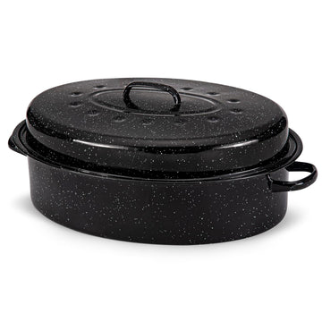 Alpine Cuisine Enamel Oval Roaster | Carbon Steel Oval Roasting Pan