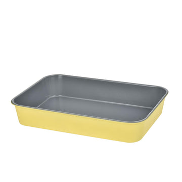 Alpine Cuisine Rectangular Baking Pan, 0.6mm Carbon Steel Cake Pan & Roaster, Non-Stick Ceramic Ovenware, 9.4” x 13.5”, Lemon Drop Yellow