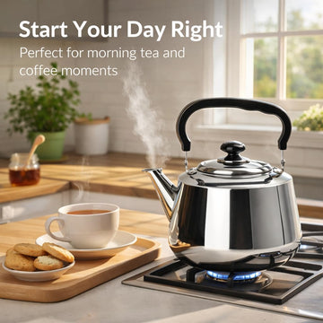 Aramco Alpine Cuisine Tea Kettle & Strainer, Stainless Steel