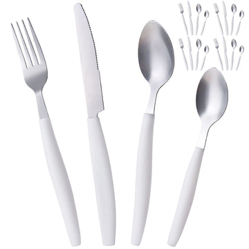 ALPINE CUISINE Flatware Set 16 Piece Service for 4, Stainless Steel Flatware Cutlery Set Includes Dinner Knives/Forks/Spoons - Great for Camping or College Dorms - Dishwasher Safe