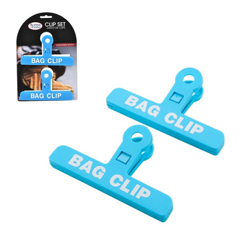 Alpine Cuisine Bag Clip Plastic 2-Piece 6x3.5-Inch Airtight Seal Food Freshness Set Light Blue