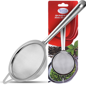 Alpine Cuisine Tea Strainer Stainless Steel with Durable Mesh & Sturdy Handle - Kitchen Gadgets Tools & New Home Kitchen Essentials - Perfect for Sift, Strain, Drain, Rinse & Tea