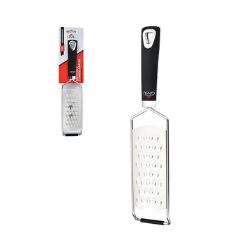 GINSU 12-Inch Coarse Stainless Steel Handheld Grater Multi-Purpose Kitchen Shredder for Hard Cheese, Vegetables, Chocolate & Root Vegetables Ergonomic Non-Slip Handle, Hanging Loop, Dishwasher Safe