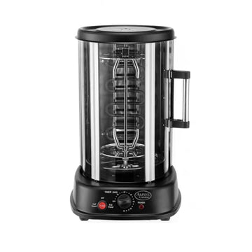 Alpine Cuisine 21L 1500W Vertical Rotisserie Grill with Auto Shut-Off | Multifunctional Kitchen Appliance for Roasting, Grilling & Baking | Includes Rotisserie Spit, Kebab Skewers & Forks, Black