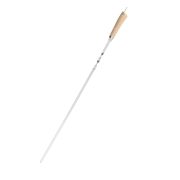 Alpine Cuisine Heavy-Duty 35" Stainless Steel BBQ Skewer with Wood Handle - Reusable & Extra-Long for Grilling, Shish Kebab & Roasting