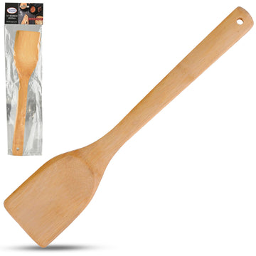 Alpine Cuisine Bamboo Wood Spatula 12-Inch with Wood Handle - Heat-Resistant Head with Curved Front for Scooping & Scraping, Kitchen Spatulas for Cooking, & Baking - Dishwasher-Safe & BPA-Free