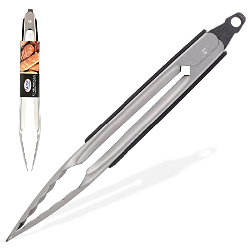 Alpine Cuisine Stainless Steel Serving Tongs with High-Quality Material - Heat Resistant Handle, Premium Multipurpose & Suitable for Food, Barbecue, Grilling, Salad Tongs- Easy Lock & dishwasher safe