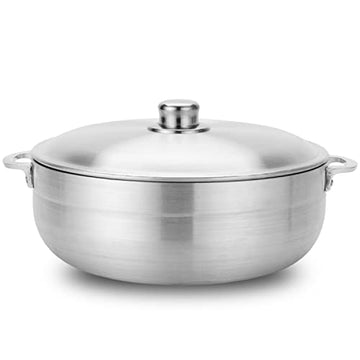 Alpine Cuisine 11-Quart Gourmet Aluminum Caldero Stock Pot, Cooking Dutch Oven Performance for Even Heat Distribution, Perfect for Serving Large & Small Groups, Riveted Handles, Commercial Grade