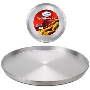 Alpine Cuisine Aluminum Round Baklava Tray 18.5-inch - Bakeware Pizza Cooking Pan for Oven - Durable Round Pizza Tray For Pie Cookie - Healthy & Heavy Duty, Rust Free & Dishwasher Safe (100 Pieces)