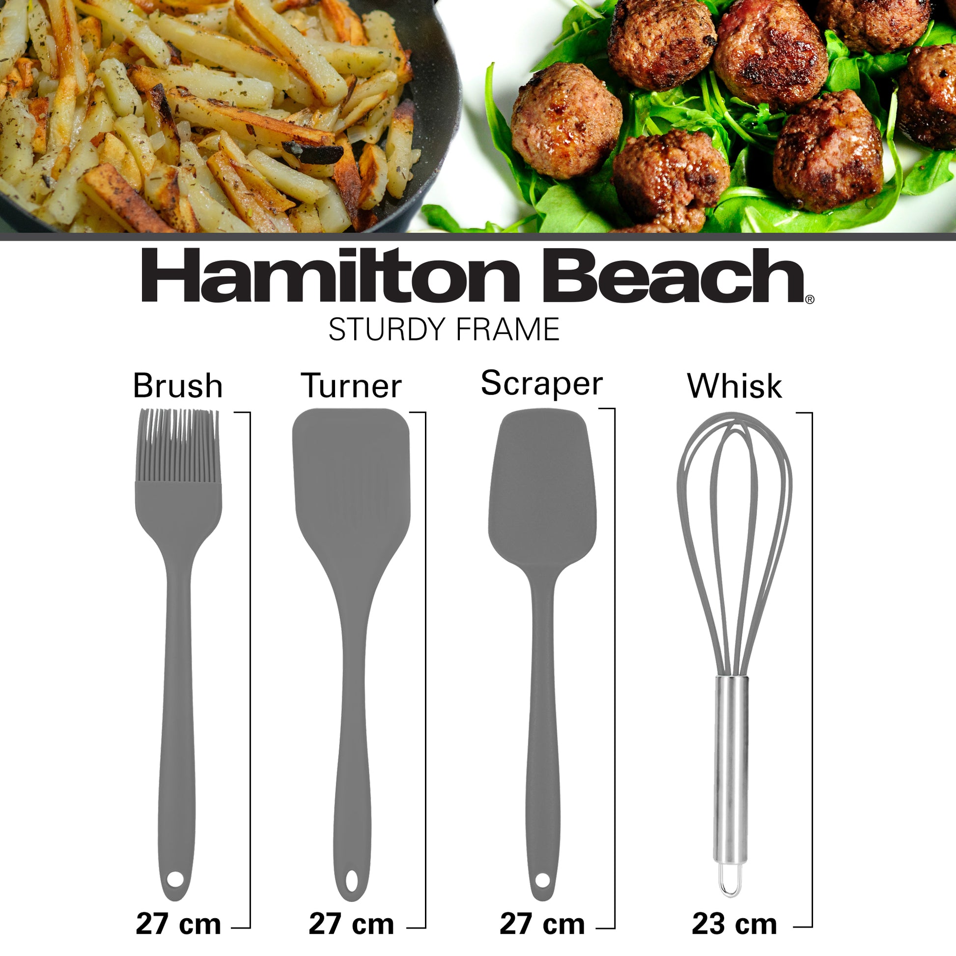 Hamilton Beach Silicone Baking 4pc Tool Set with Turner, Spoon, Spatul