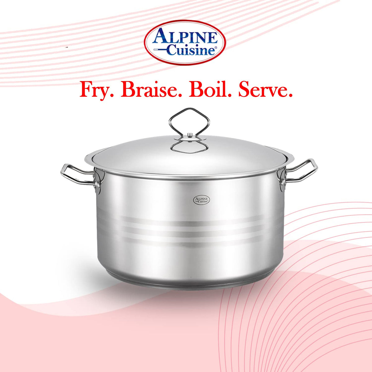 Alpine Cookware Alpine Cuisine Stainless Steel Dutch Oven with Lid & Easy Cool Handle,