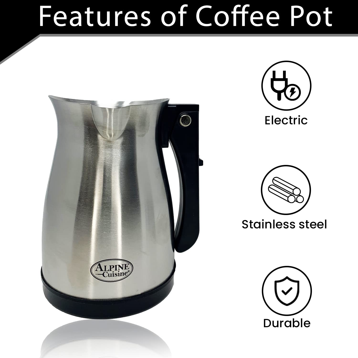 Korkmaz A365 Smart Greek Turkish Coffee Maker Electric Coffee Pot Briki  Ibrik Kettle (Inox)