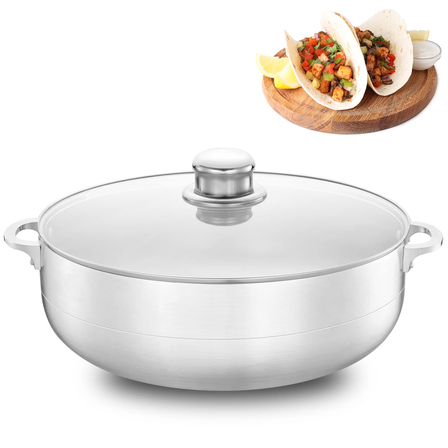 LOCHAS Large Caldero 32 Cups - 11.6 QT / 11 L, Stainless Aluminum Pot, Even  Heat Distribution And Fast Cooking Dutch Oven Pot With Lid, Ergonomic  Handles, Ideal For Rice, French Fries, And More