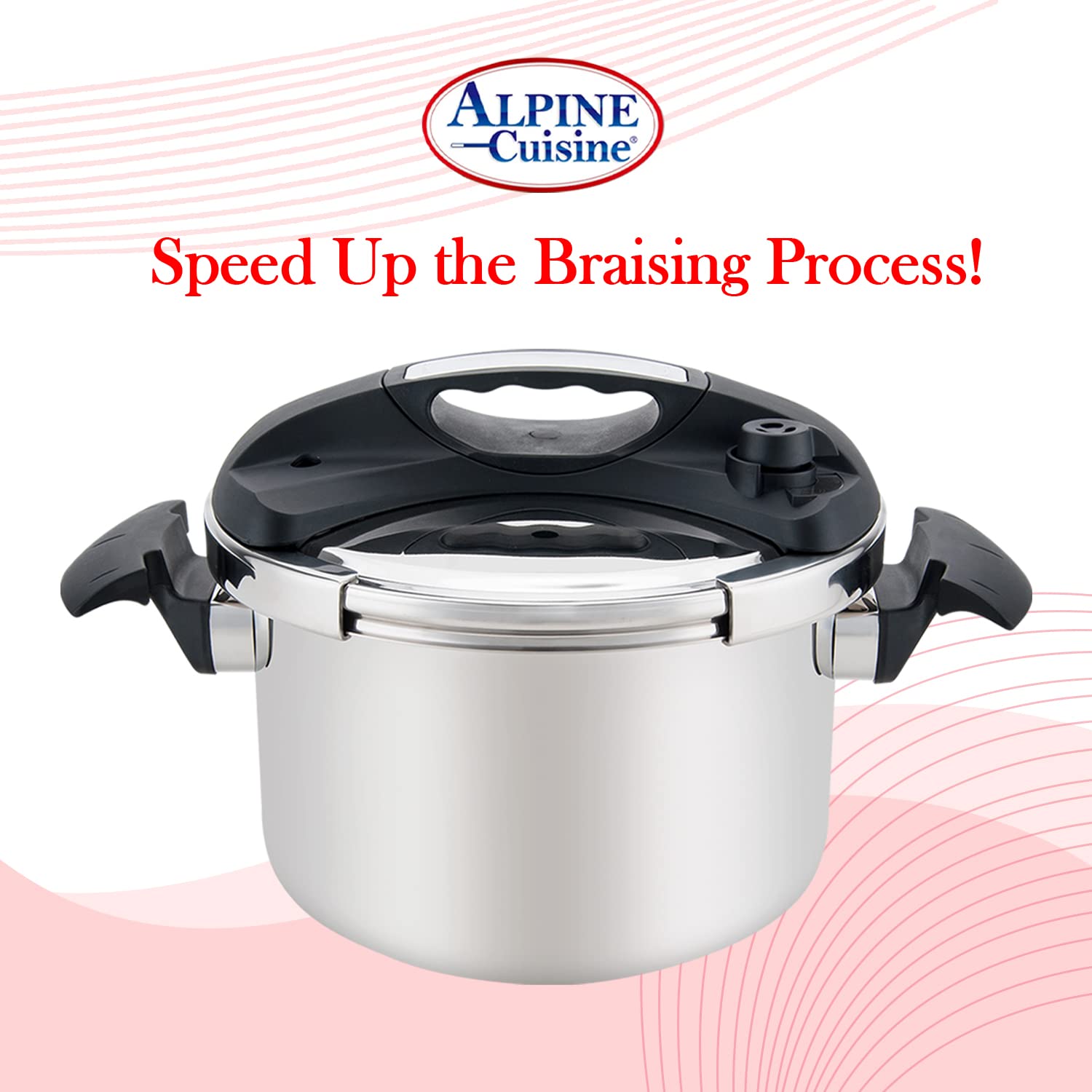 Alpine Cuisine Stainless Steel Pressure Cooker, for All Cooktops, Stov