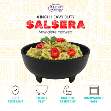 Alpine Cuisine Small Salsa Bowls (Molcajete) 4in/12cm, High-Quality & Food Grade Plastic Material, Heavy Duty & Easy to Clean, Multi-Purpose Salsa Bowl for Serving, Durable & Dishwasher Safe