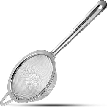 Alpine Cuisine Tea Strainer Stainless Steel 9-Inch with Durable Mesh & Sturdy Handle - Kitchen Gadgets Tools & New Home Kitchen Essentials - Perfect for Sift, Strain, Drain, Rinse & Tea