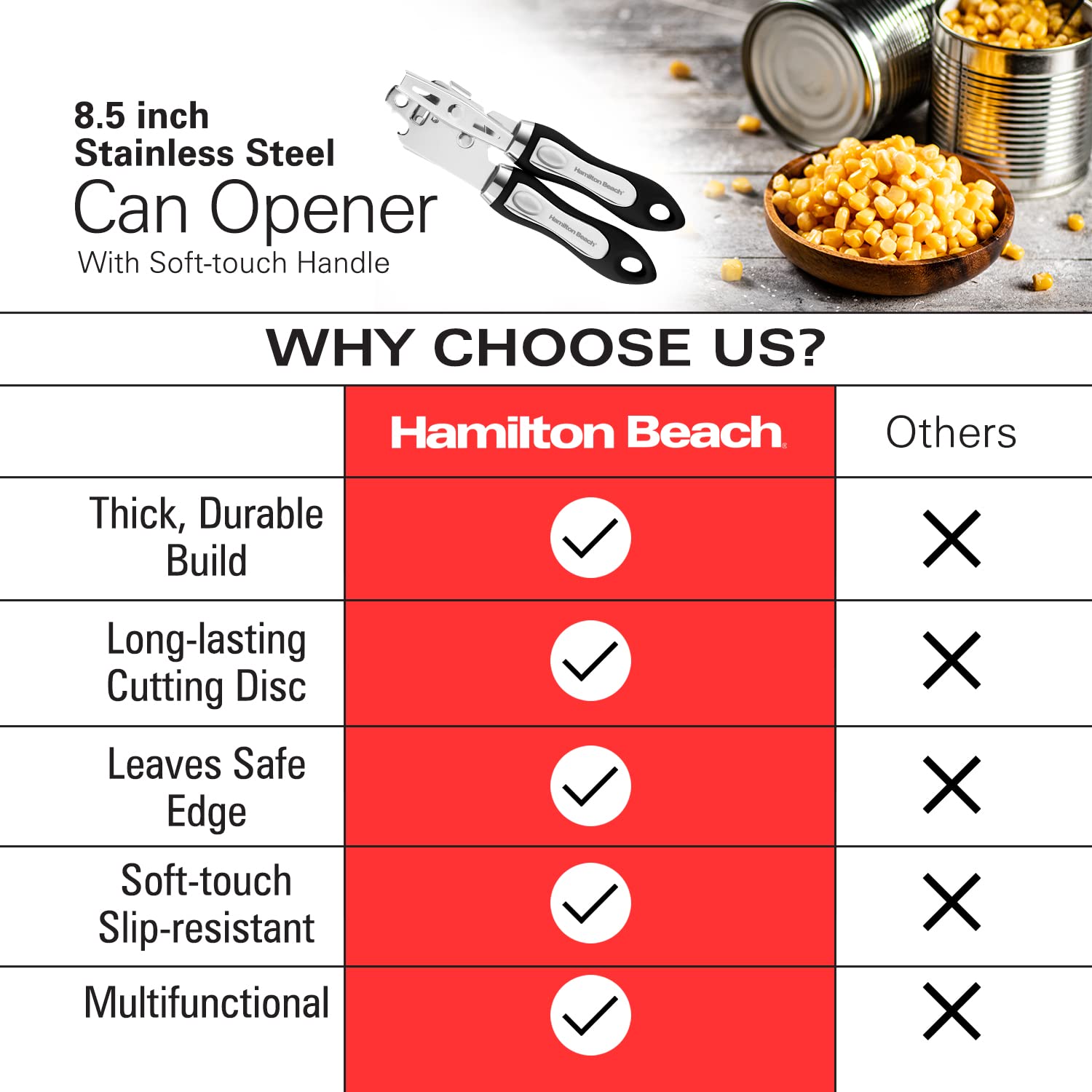Safe Cut Can Opener,Smooth Edge Can Opener handheld,Food Grade Stainless  Steel Cutting Can Opener for Kitchen & Restaurant
