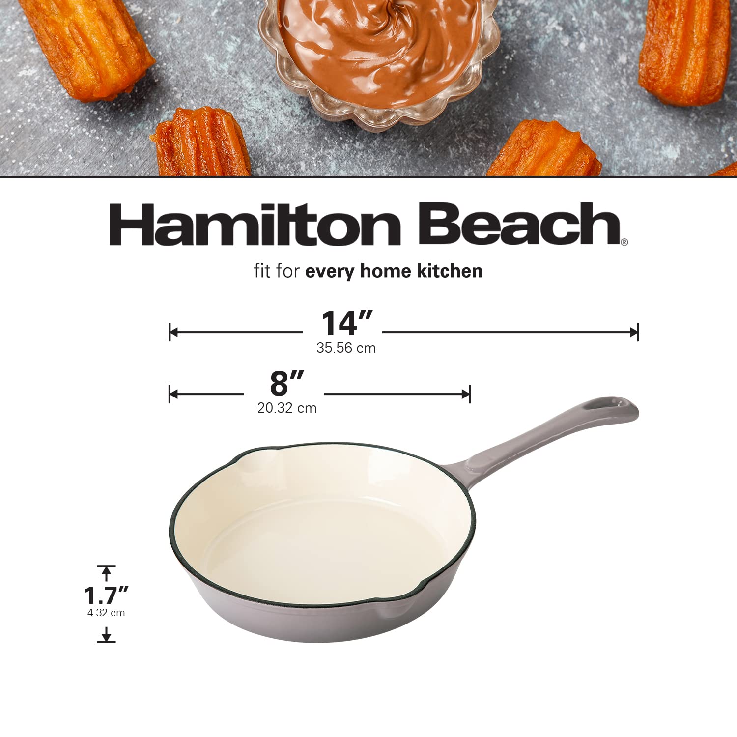 Hamilton Beach 8-Inch Nonstick Aluminum Fry Pan with Marble Coating,  Wood-Like Handle, Dishwasher Safe