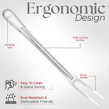 Alpine Cuisine Stainless Steel Carving BBQ Fork 13.5in with Comfortable Handle - Grill Fork Heat Resistance, Stainless Steel Forks for Barbecue, Serving, Cooking, Grilling, Roasting - Dishwasher Safe