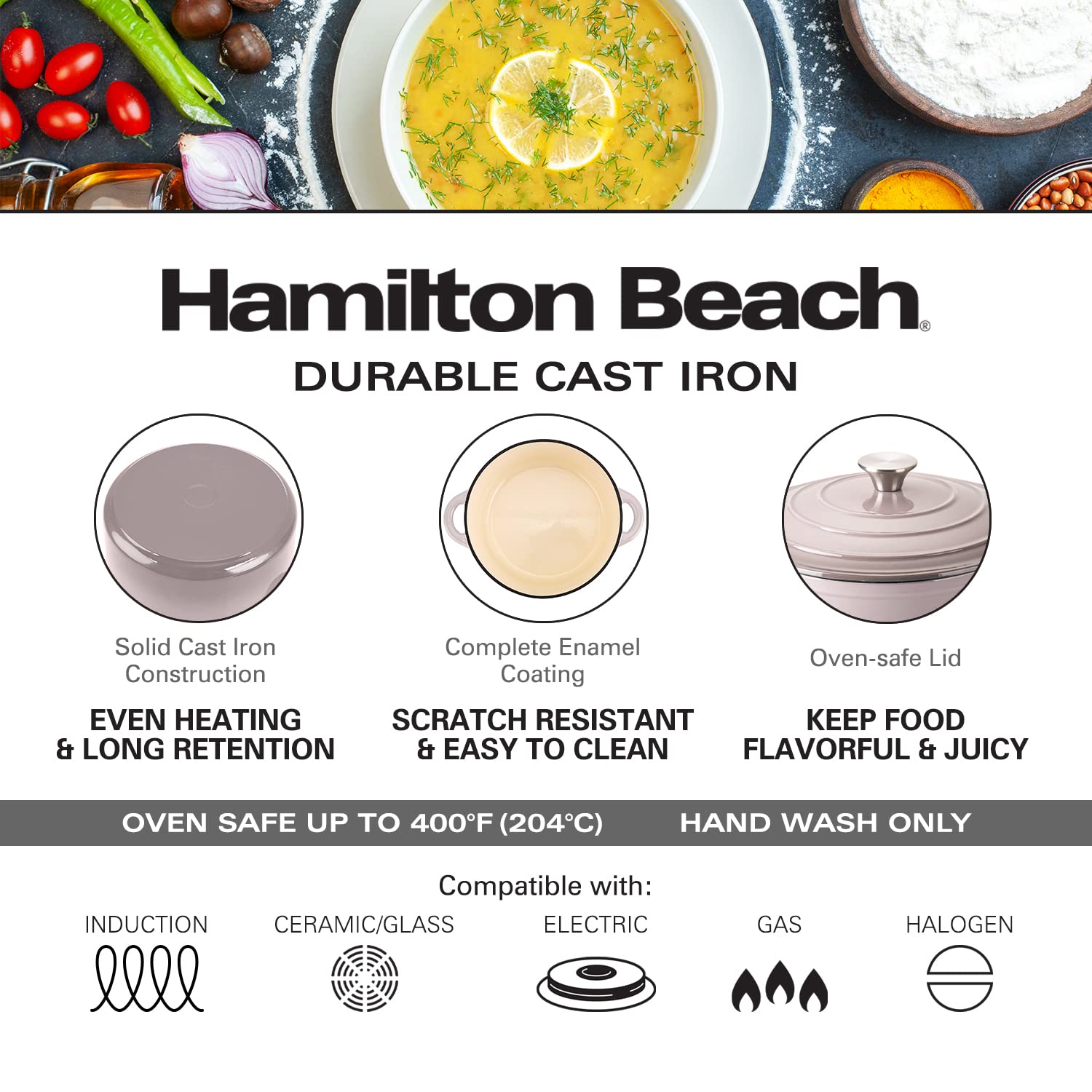 Hamilton Beach 4-Piece 10.24-in Cast Iron Cookware Set with Lid in the  Cooking Pans & Skillets department at