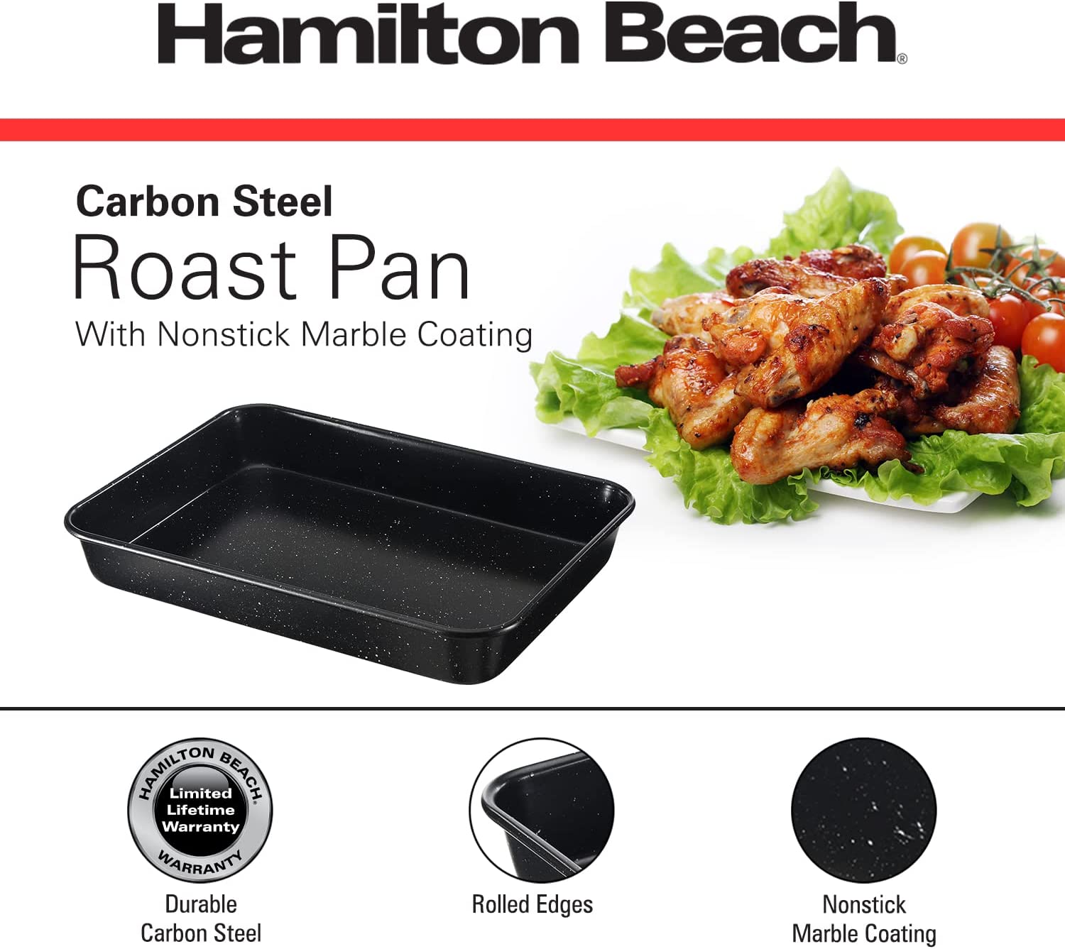 Hamilton Beach Square Cake Pan Nonstick Easy Release Carbon Steel Pan,  Cookie Pan | Durable, Leak-Proof & Heavy Duty, Non-Stick & Healthy, Easy to