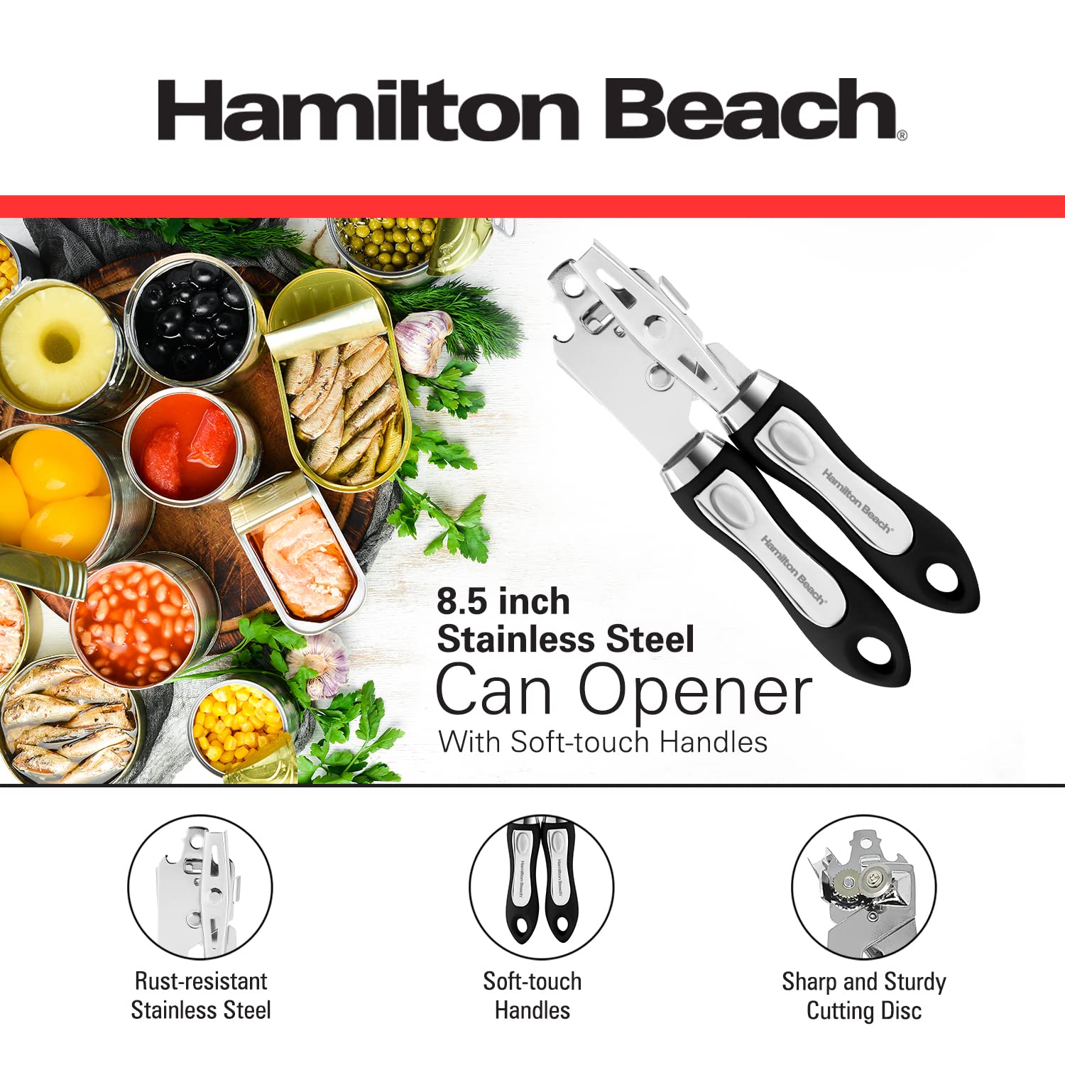 Hamilton Beach Smooth Touch Can Opener, Black/Chrome