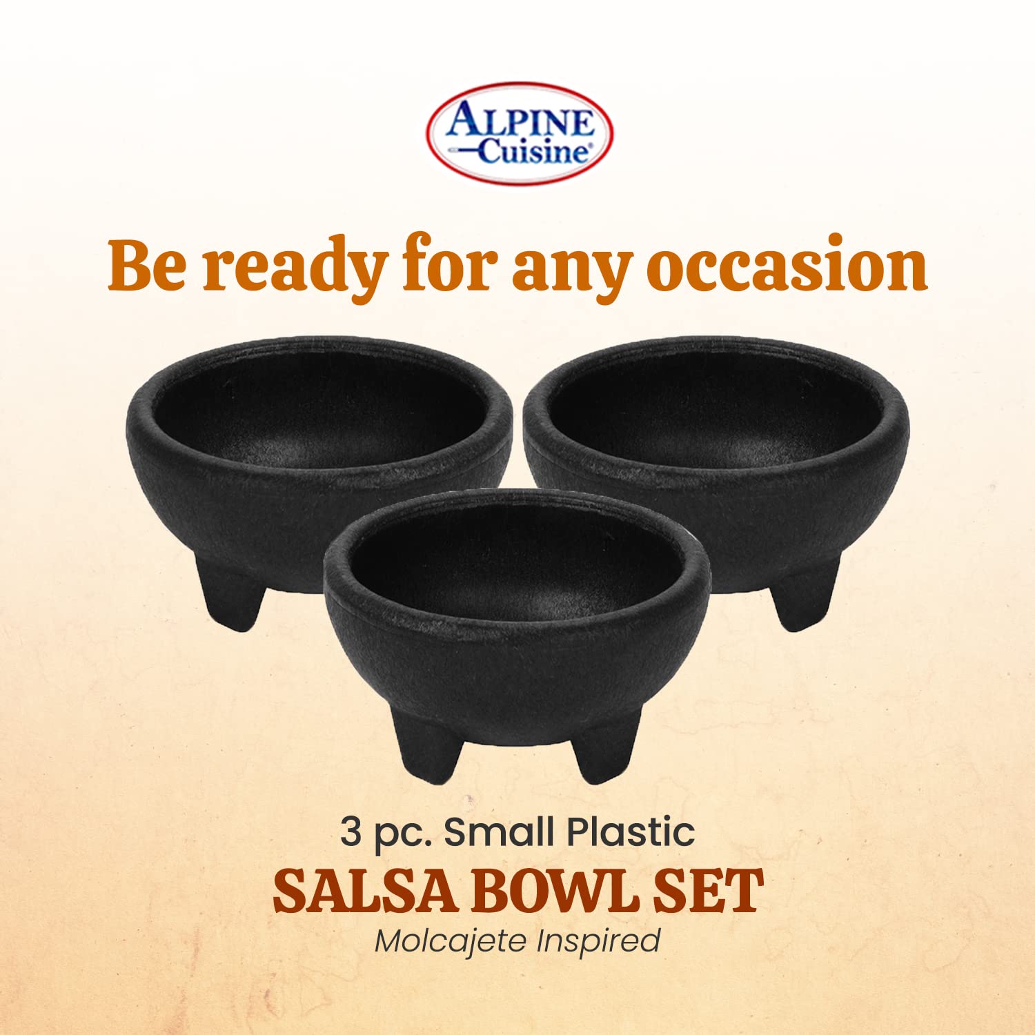 Alpine Cuisine Small Salsa Bowls (Molcajete) 3pc Set, High-Quality & Food  Grade Plastic Material, Heavy Duty & Easy to Clean, Multi-Purpose Salsa  Bowl