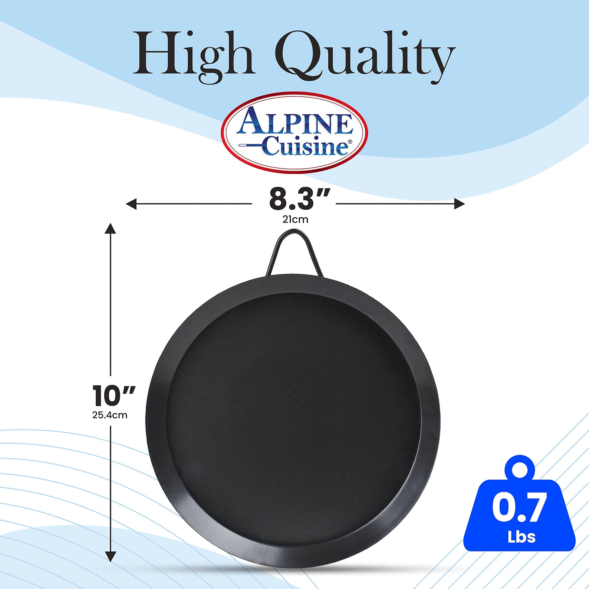 Alpine Cuisine Nonstick Oval Comal 17.5x8-Inch - Black Carbon Steel To