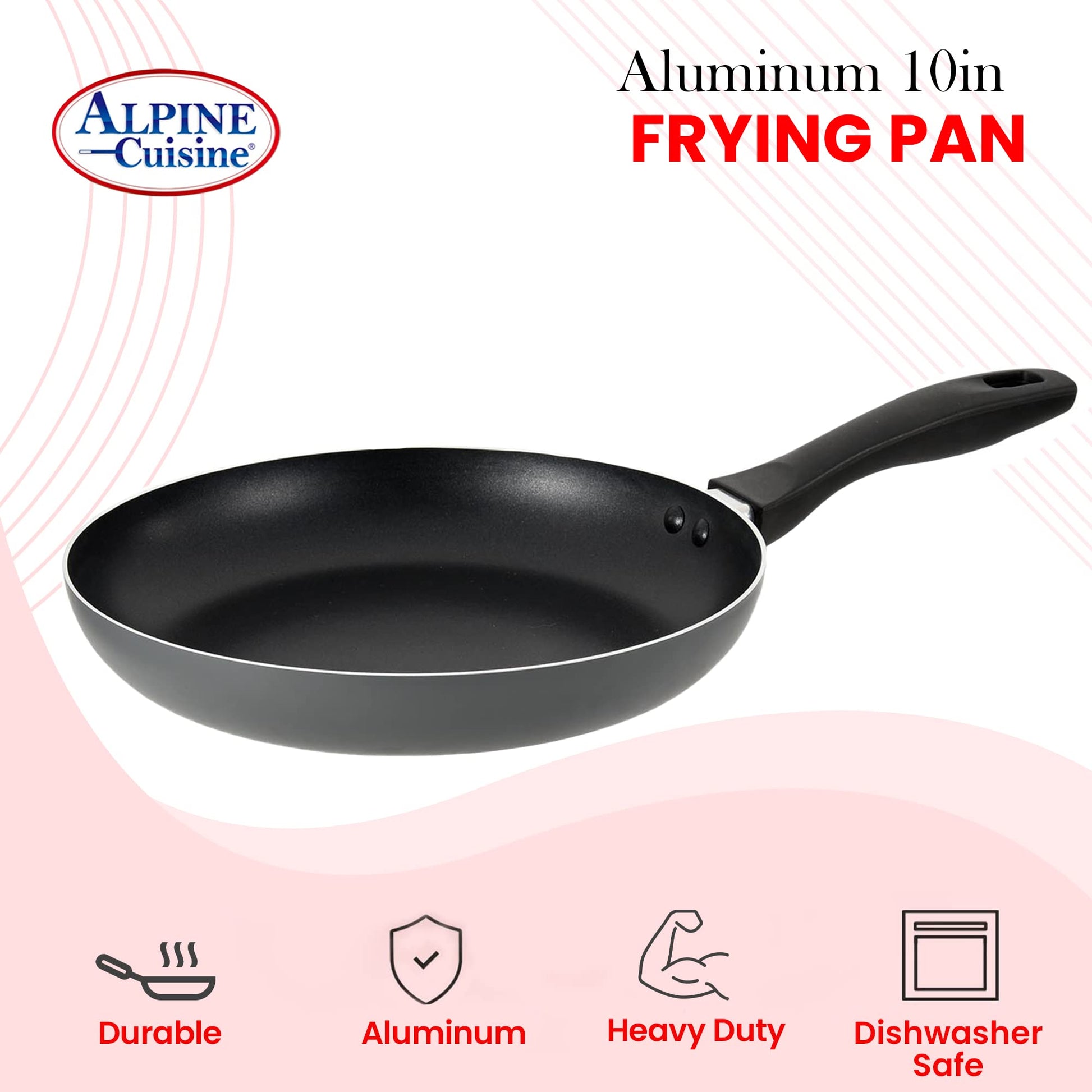 Alpine Cuisine Aluminium Nonstick Coating Frying Pan Gray 10in with Er