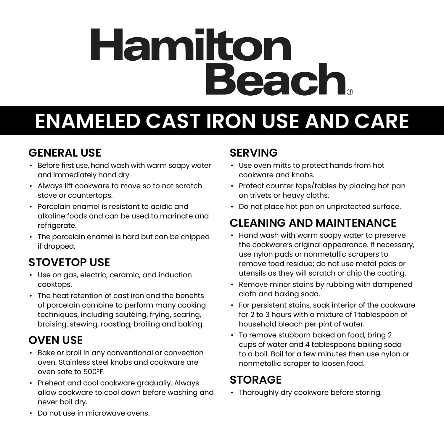  Hamilton Beach Enameled Cast Iron Sauce Pan 2-Quart
