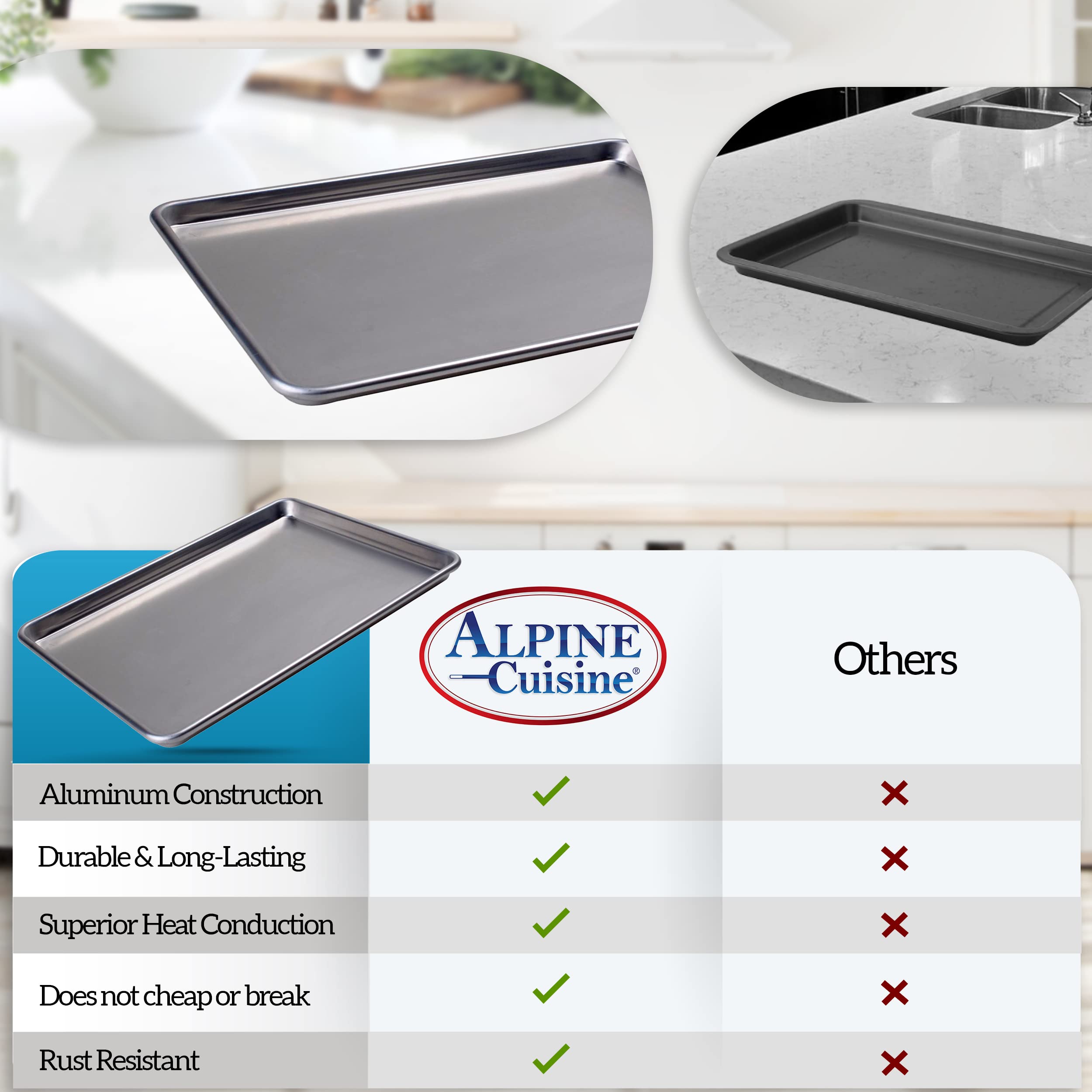 Alpine Cuisine Two Third Professional Aluminum Cookie Sheet 16-inch -