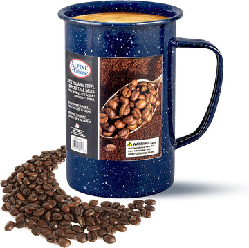 Alpine Cuisine Enamel Steel Dark Blue Speckle Tall Mug 20oz - Both Hot & Cold Beverage Coffee Mug for Office & Home, Dishwasher Safe & Microwave Safe, Tall Coffee Mug for Coffee, Tea, Cappuccino