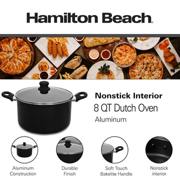Aramco Nonstick Aluminum Stockpot With Soft Touch Handle, Black, 8 Qt