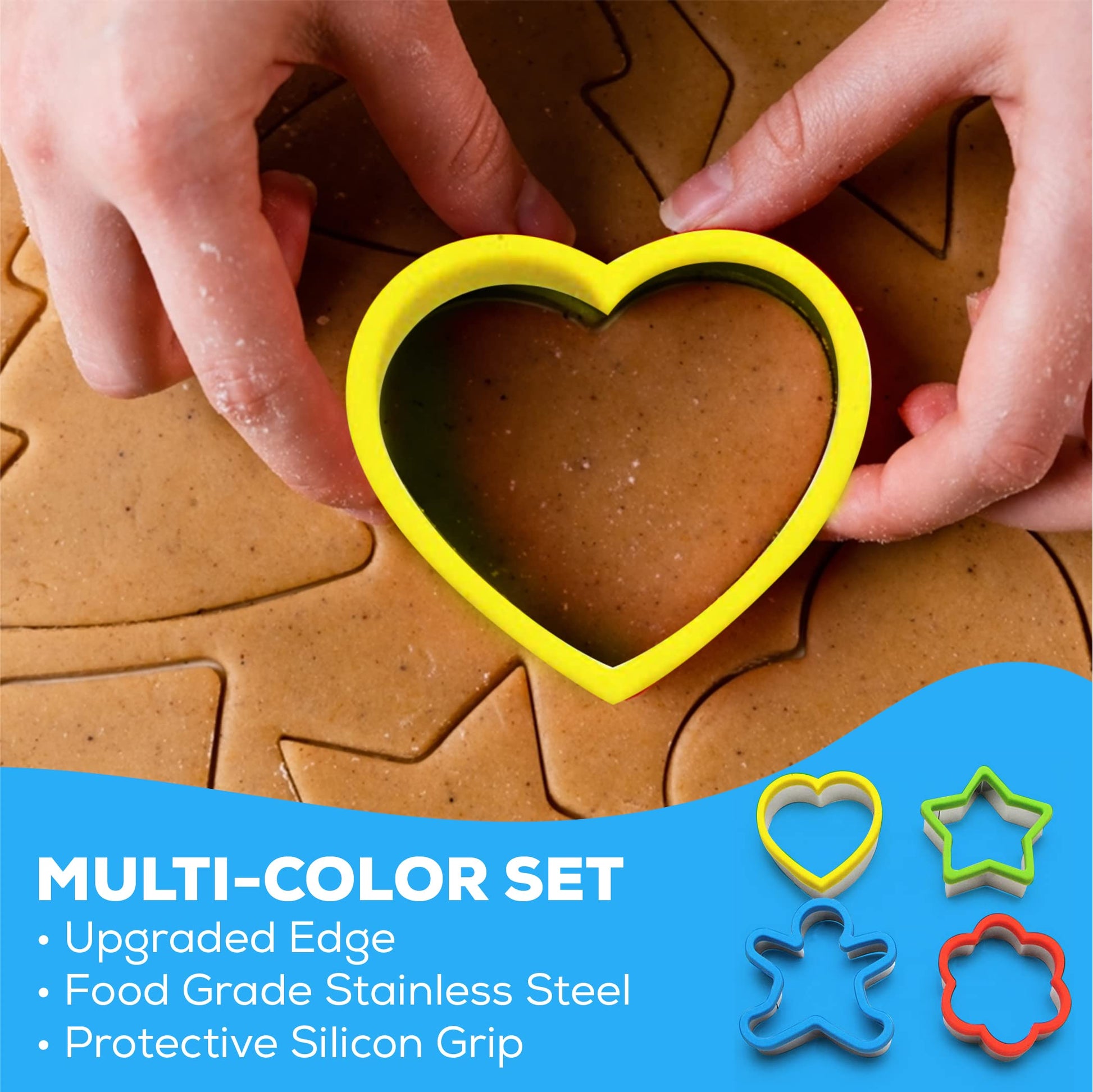 Tasty Carbon Steel Non-Stick 3 Piece Baking Sheet Set with Cookie Cutters,  Multicolor