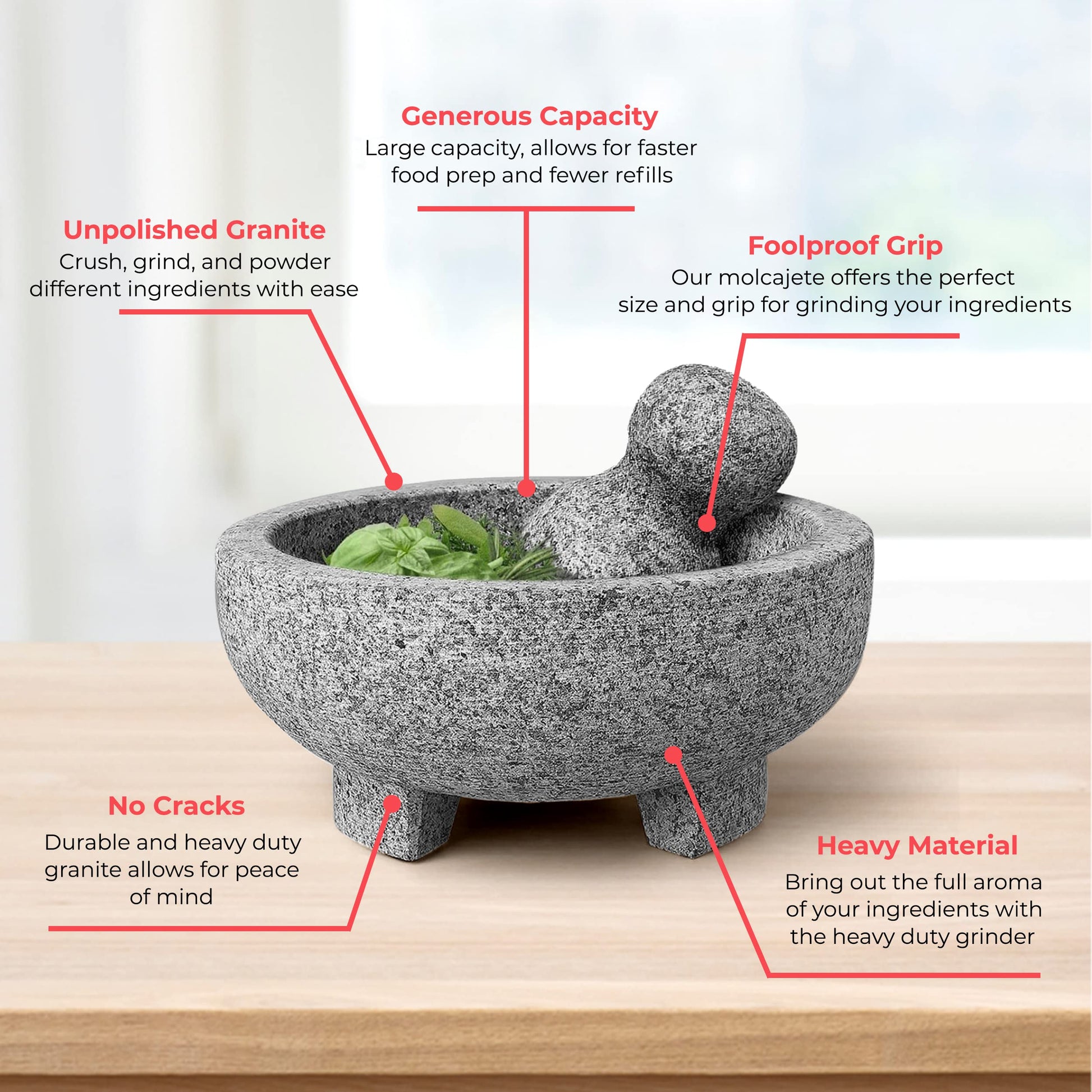 Large Pestle and Mortar Set Natural Spice & Herb Crusher Grinder Durable  Stone