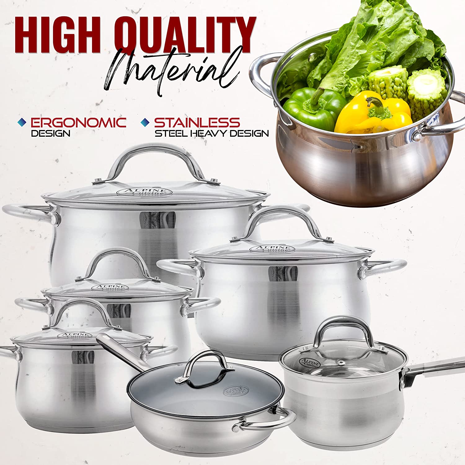 Cusine Select Abruzzo Stainless Steel 12-Piece Cookware Set