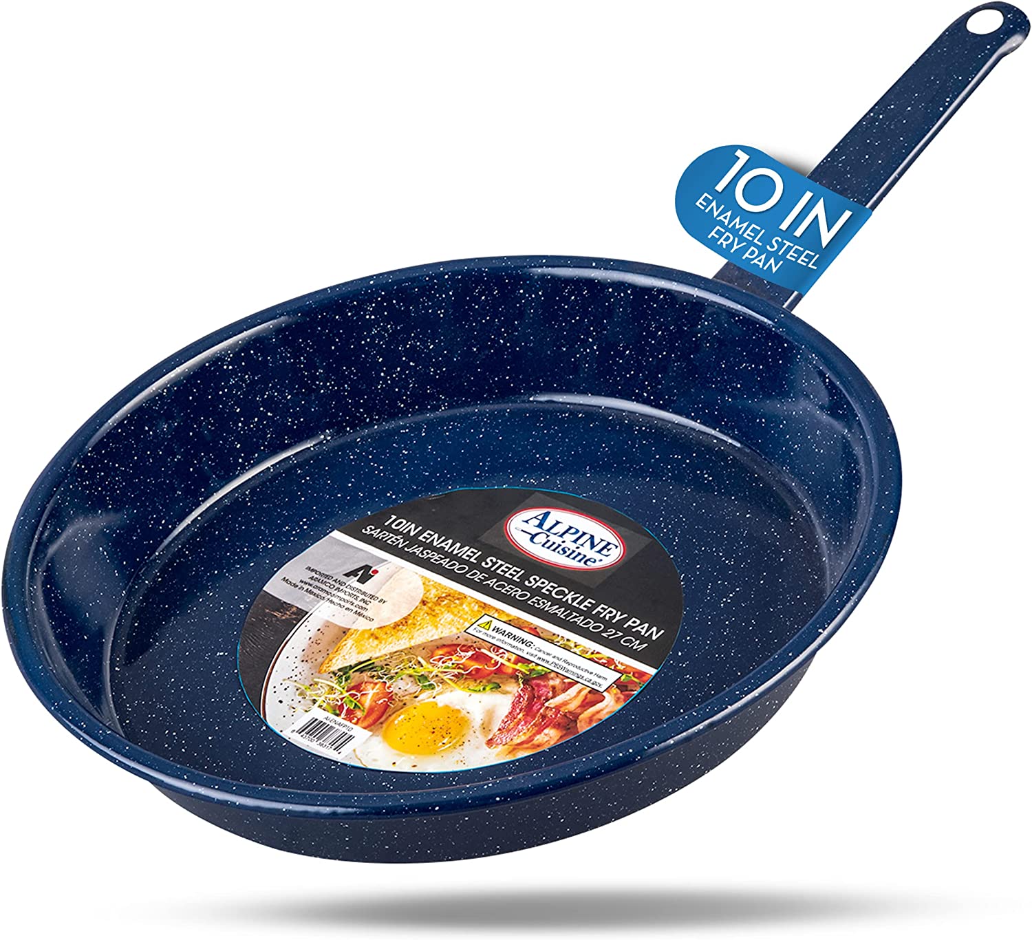 Alpine Cuisine Enamel Steel Dark Blue Speckle Fry Pan 10in - Spiral Bo