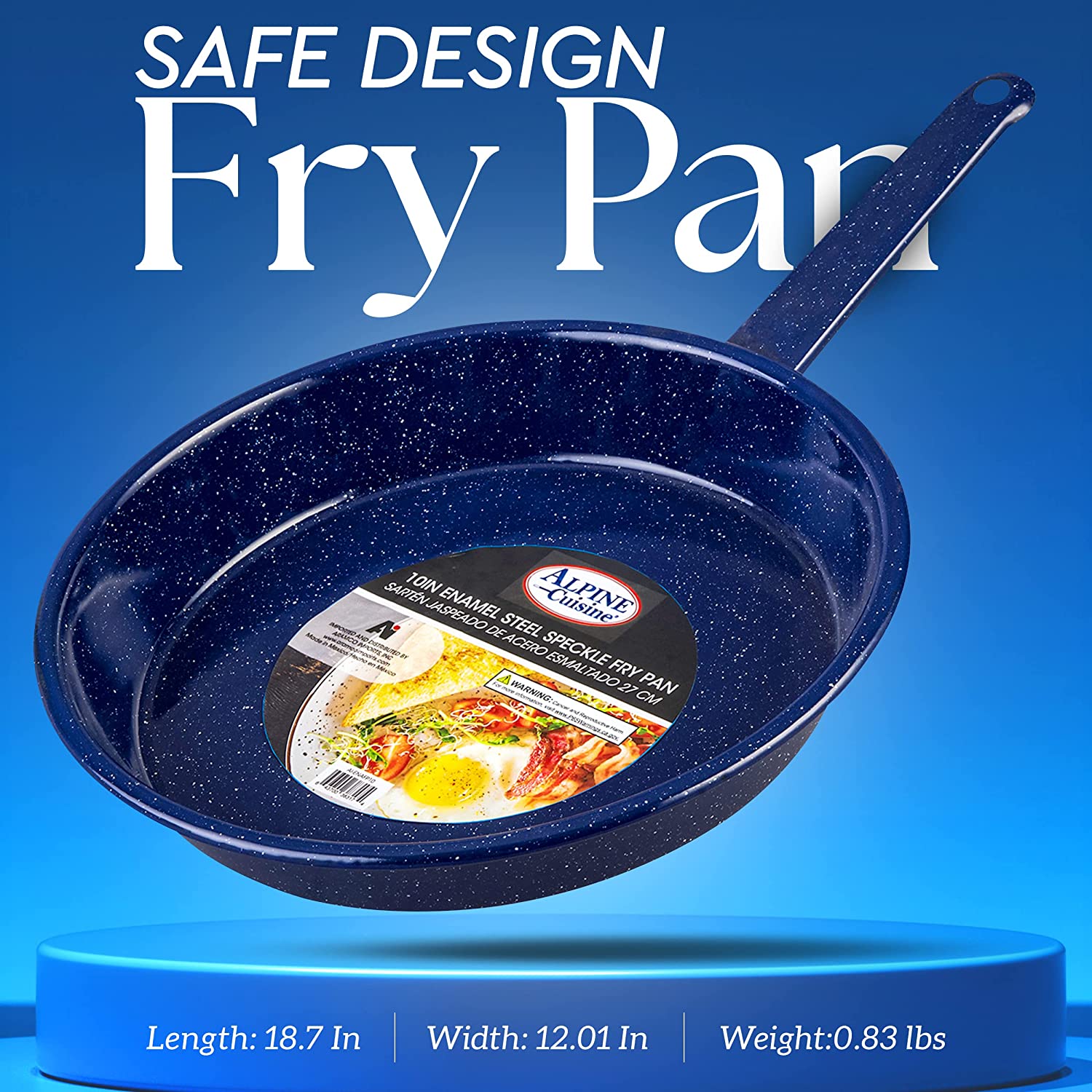 Alpine Cuisine Frypan 10-Inch - Black Cast Iron Fry Pan with Soft Touc