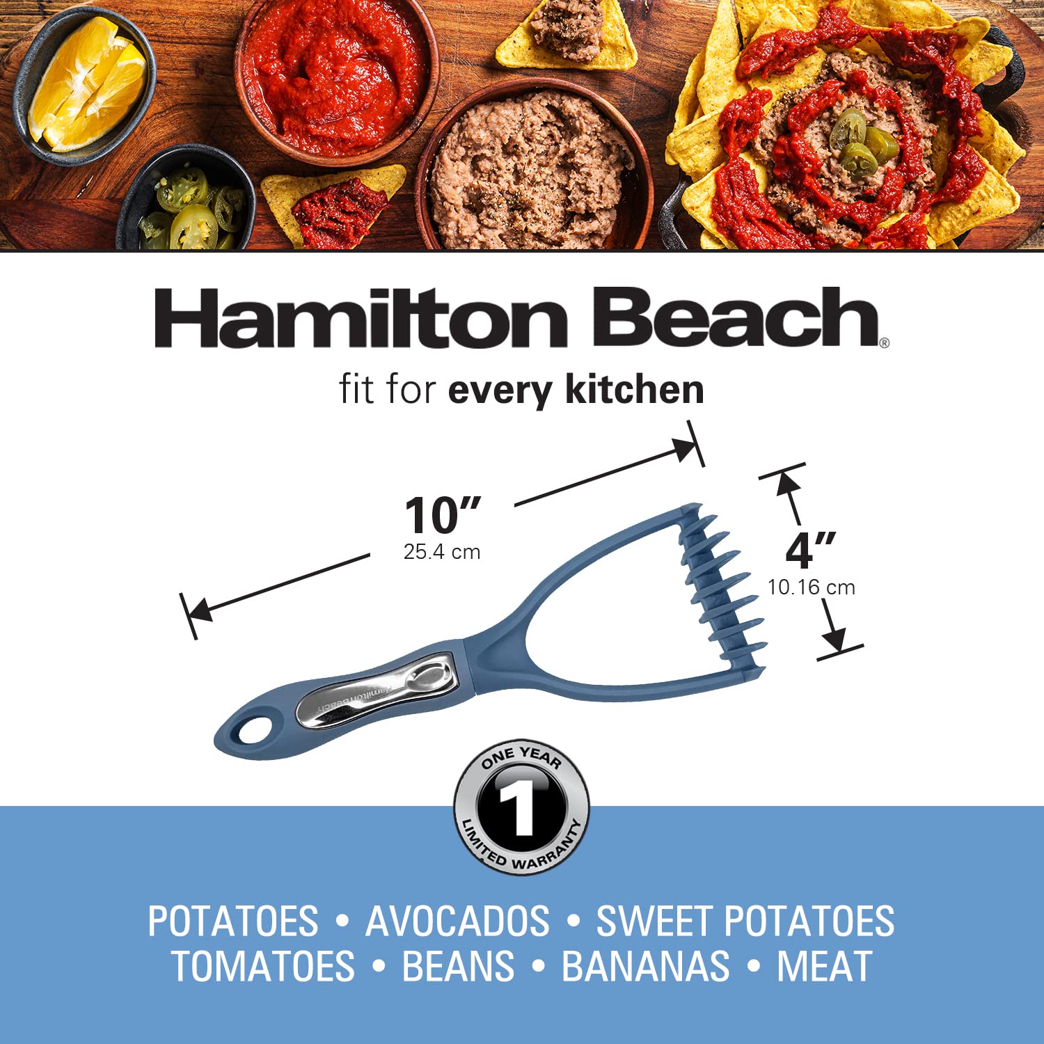 Hamilton Beach Potato Masher Soft Touch Handle and Comfortable Grip, D