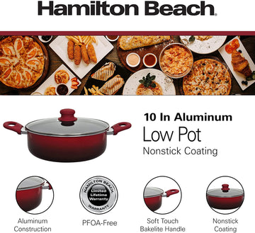 Hamilton Beach HAB112 Bakeware, 10-Inch Low Pot, Red