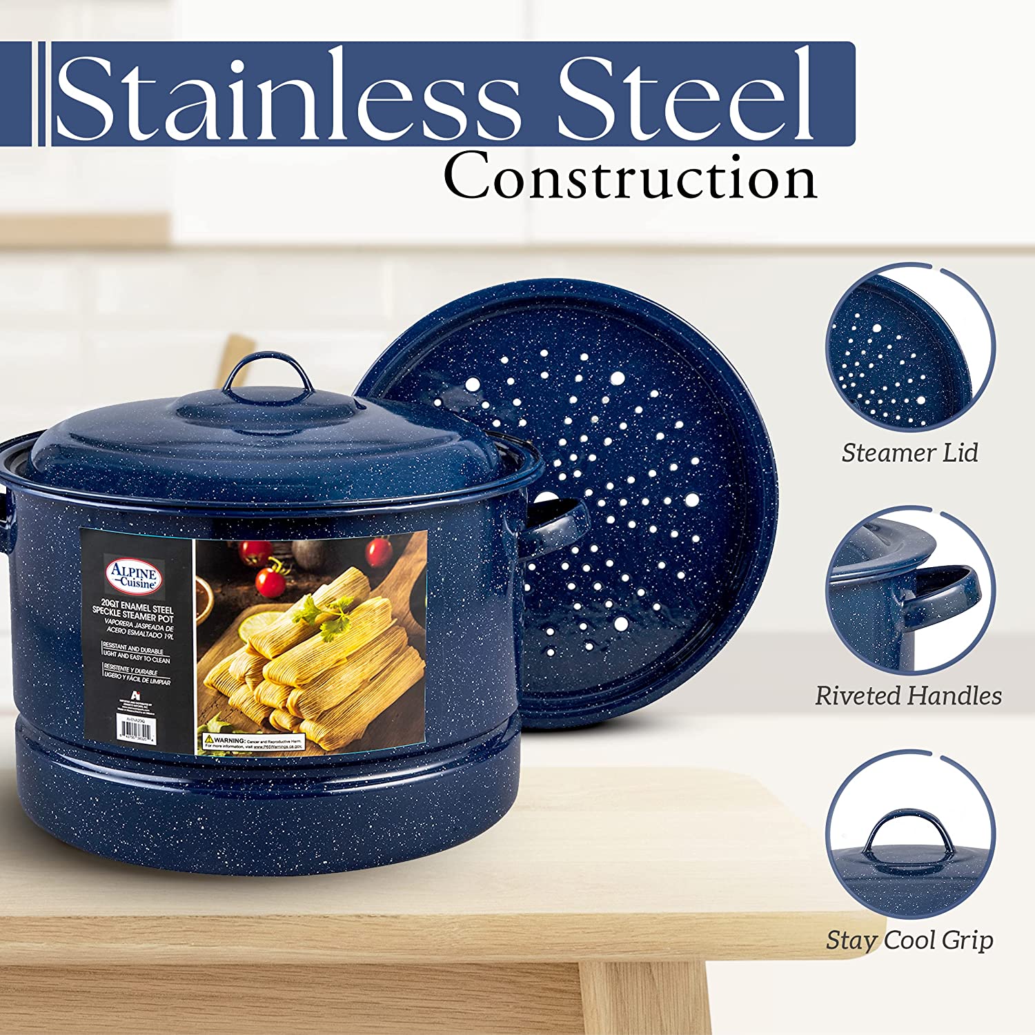 Stock-Pot 20 Qt Stainless Steel Commercial Heavy Duty Steamer Pot