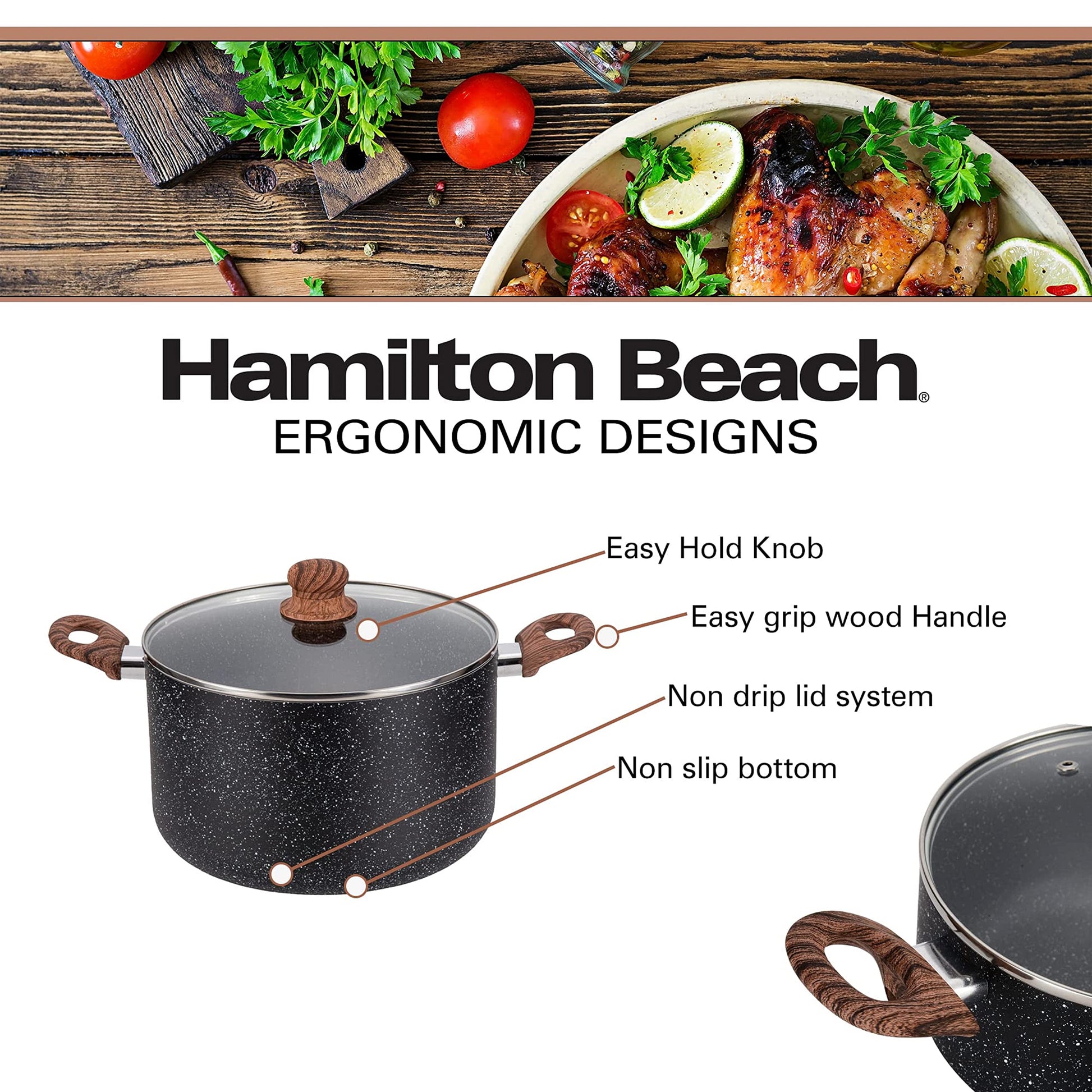 Hamilton Beach 8.5 Quart Aluminum Nonstick Dutch Oven Pot with Glass Lid,  Red, 1 Piece - Harris Teeter