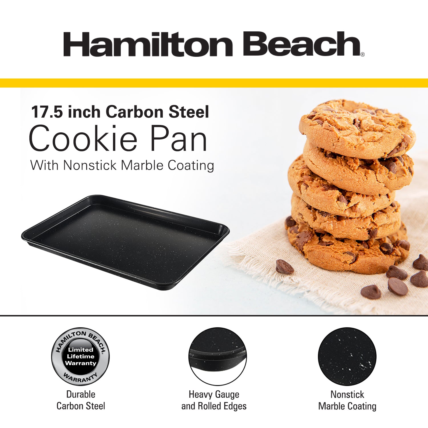 Hamilton Beach Carbon Steel Cookie Pan, Professional Quality Kitchen C