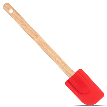 Alpine Cuisine Silicone Spatula 12-inch with Wood Handle - Heat-Resistant Silicone Head with Curved Front for Scooping & Scraping, Kitchen Spatulas for Cooking, & Baking - Dishwasher-Safe & BPA-Free